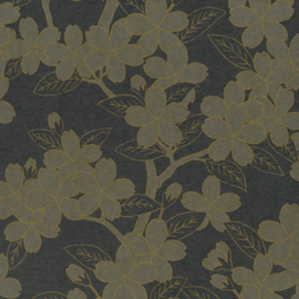 Little Greene behang Camellia - Charcoal