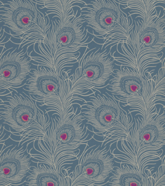 Little Greene behang Carlton House Terrace - Blue Plume