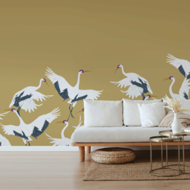 Annet Weelink Design Stork behang Gold