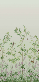 Little Greene behang Bird & Bluebell - Pea Green