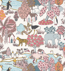 Little Greene behang Animal Kingdom - Confetti