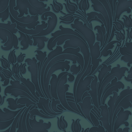 Little Greene behang Tulip - Blue Black