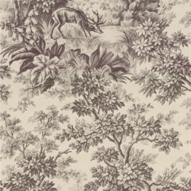 Little Greene behang Stag Toile - Chocolat