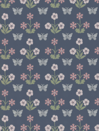 Little Greene behang Burges Butterfly - Hicks' Blue