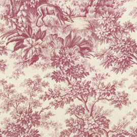 Little Greene behang Stag Toile - Burgundy