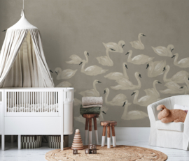 Annet Weelink Design Dancing Swan behang Neatral