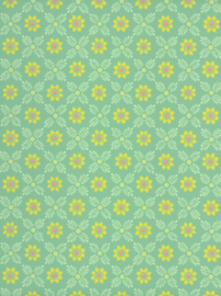 Little Greene behang Ditsy Block - Green Verditer