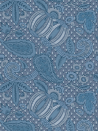 Little Greene behang Pomegranate - Blue Scale