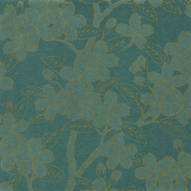 Little Greene behang Camellia - Teal