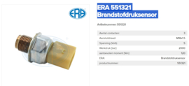 Brandstof druk sensor ERA 551321  VW-SEAT-AUDI-SKODA TDI (hogedrukrail)