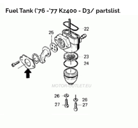 BENZINE kraan (D3) Honda  CB350/500/550/750 & Kawasaki KZ400