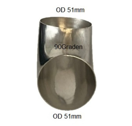 uitlaat las adapter demper buis bocht  Ø  51mm - 51mm 90 graden 