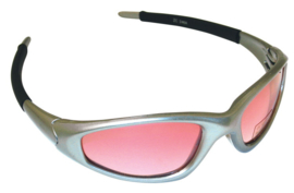 bril SUNGLASSES FUJI SILVER GREY FRAME ROSE TINT LENSES