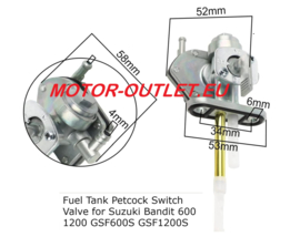 BENZINE kraan (M)  & afdichting  Suzuki GSF600 - GSF1200 Bandit `95-`04