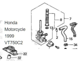 BENZINE kraan (G) Honda VT750 1999-2009 / CBR900rr 1992-1995