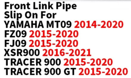 uitlaat Viper RVS linkpijp bochtenset Yamaha MT-09 / FZ-09 /  Xsr900  `14 -`21