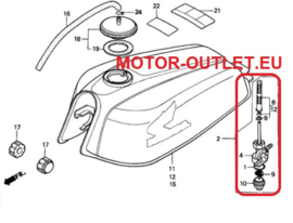 BENZINE kraan (B) Honda VT1100 VT500 XL250 XL600 XL650CMX VF700-750  CB 400enz