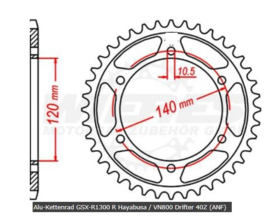 Kettingwiel (9) suzuki/kawasaki/ Wieres Alu 1474-40