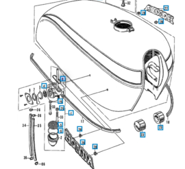 BENZINE kraan (D3) Honda  CB350/500/550/750 & Kawasaki KZ400