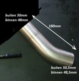 uitlaat bocht BOS 40°, 50 mm Ø, RVS 904050