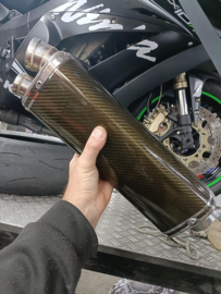 Uitlaatdemper tri-oval carbon dual tip (gebr)