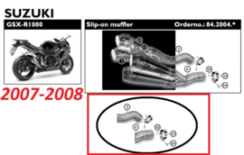 uitlaat Viper RVS linkpijpset (tussenpijpen) Suzuki GSXR1000 `07-`08