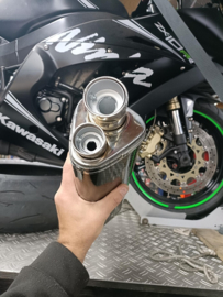 Uitlaatdemper tri-oval carbon dual tip (gebr)