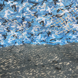 camouflage net / schaduwdoek  5m x 3m wit-blauw
