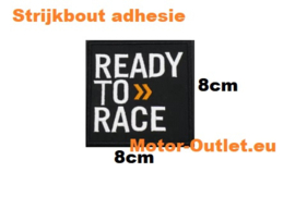 Geborduurde pad `Ready 2 Race` - Strijkbadge pad 8x8cm