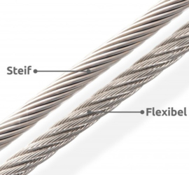 Lier kabel flexibel  6,4mm x 20 meter (steel winch rope) Max 4000 KG
