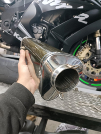 Uitlaatdemper tri-oval carbon dual tip (gebr)