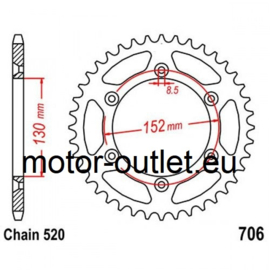 Kettingwiel (16)  Aprilia SXV450-550 46T (demo zgan)