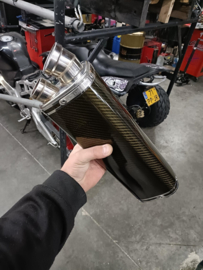 Uitlaatdemper tri-oval carbon dual tip (gebr)