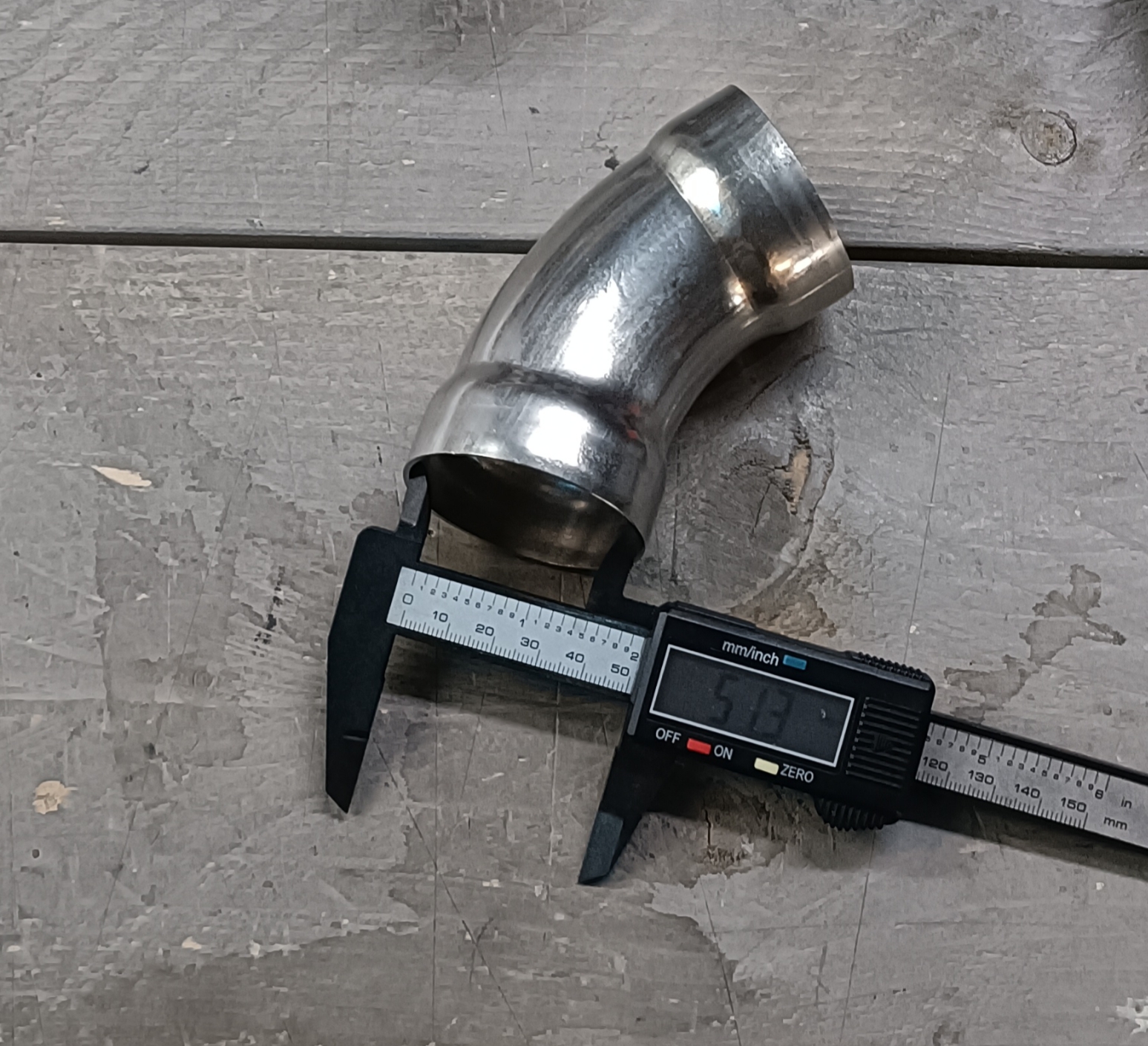 uitlaat bocht  45°,   Ø  51 mm , RVS