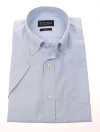 Overhemd korte mouw, 100% katoen, button down kraag, uni blue, 187030