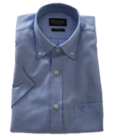 Overhemd 100% katoen, light blue, button down, korte mouw 217010