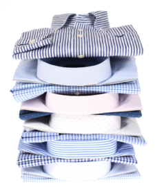 Modisch print overhemd met button down, wit met print in bleu, 100% katoen (196016)