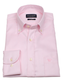 Overhemd 100% katoen, button down kraag, uni pink, visgraat (196075)