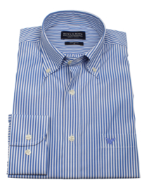 Overhemd 100% katoen, 2ply,  Classic streep, button down kraag, lange mouw, (196066)