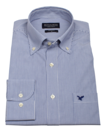 Overhemd 100% katoen, Classic streepje, button down kraag, lange mouw, (196070)