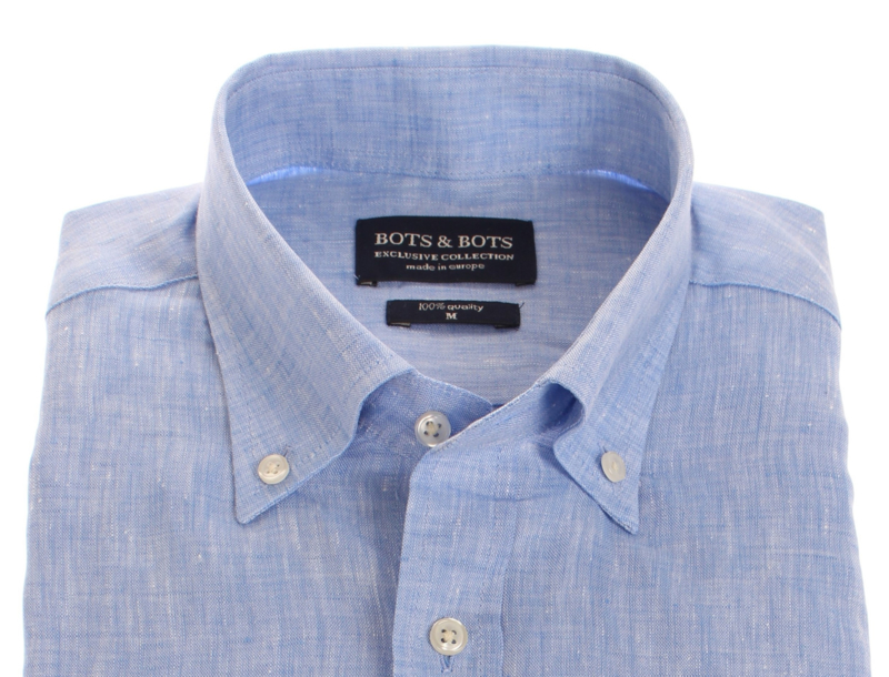 landelijk computer Gestaag Overhemd 100% puur linnen, light blue, button down kraag, lange mouw 206002  | Casual overhemden | Bots & Bots Webstore