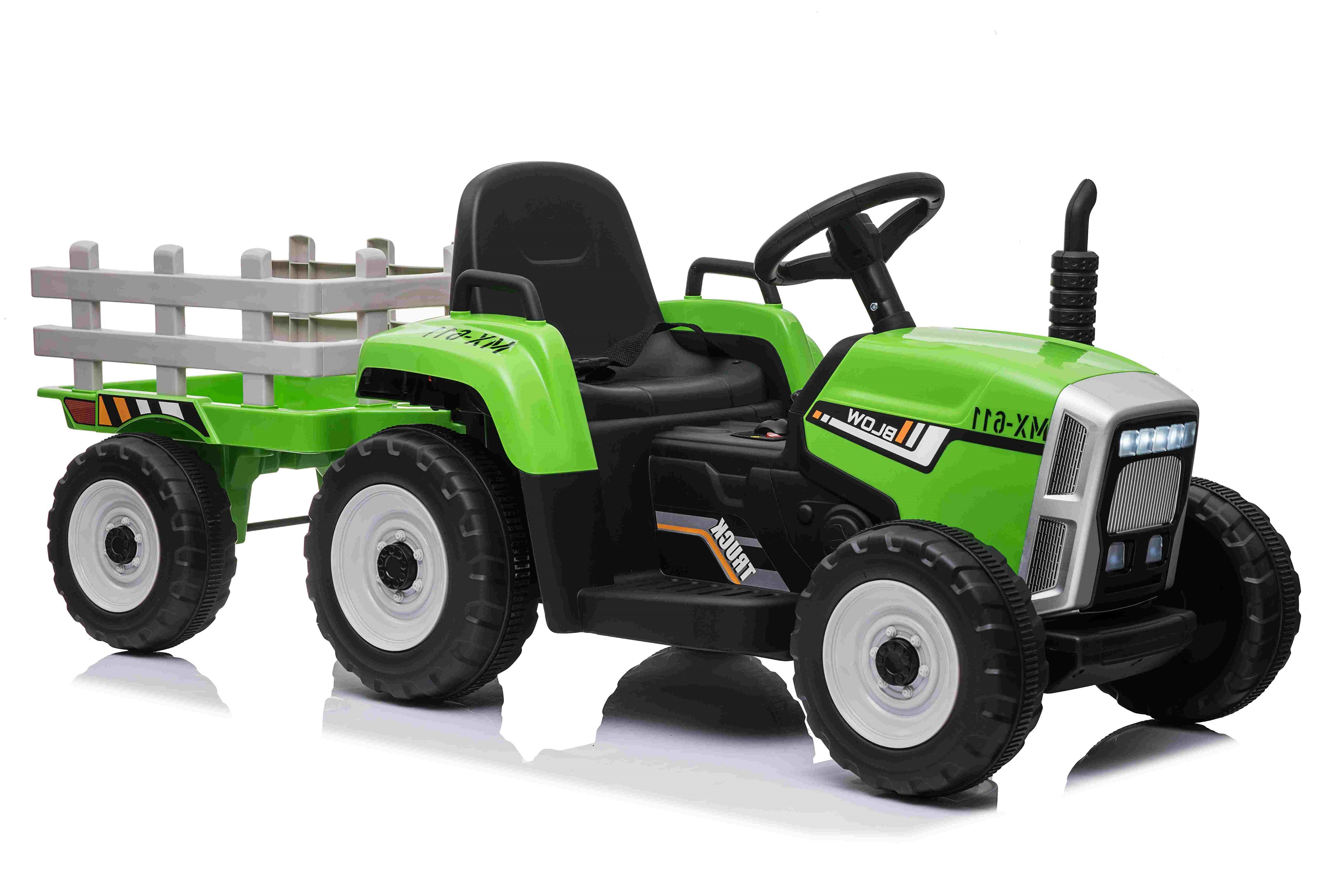 Tractor groen + trailer, leder look stoel,  12V7ah , BlueTooth, 2.4ghz  (XMX-611gr)