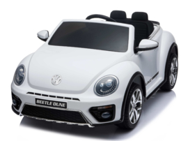 VW Dune Beetle wit, 12V , eva, leder, FM radio, Blue thooth, 2.4ghz afstandsbediening ( S303wt)