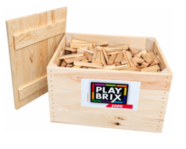 PlayBrix 1000st los gestort in zware kwaliteit houten kist