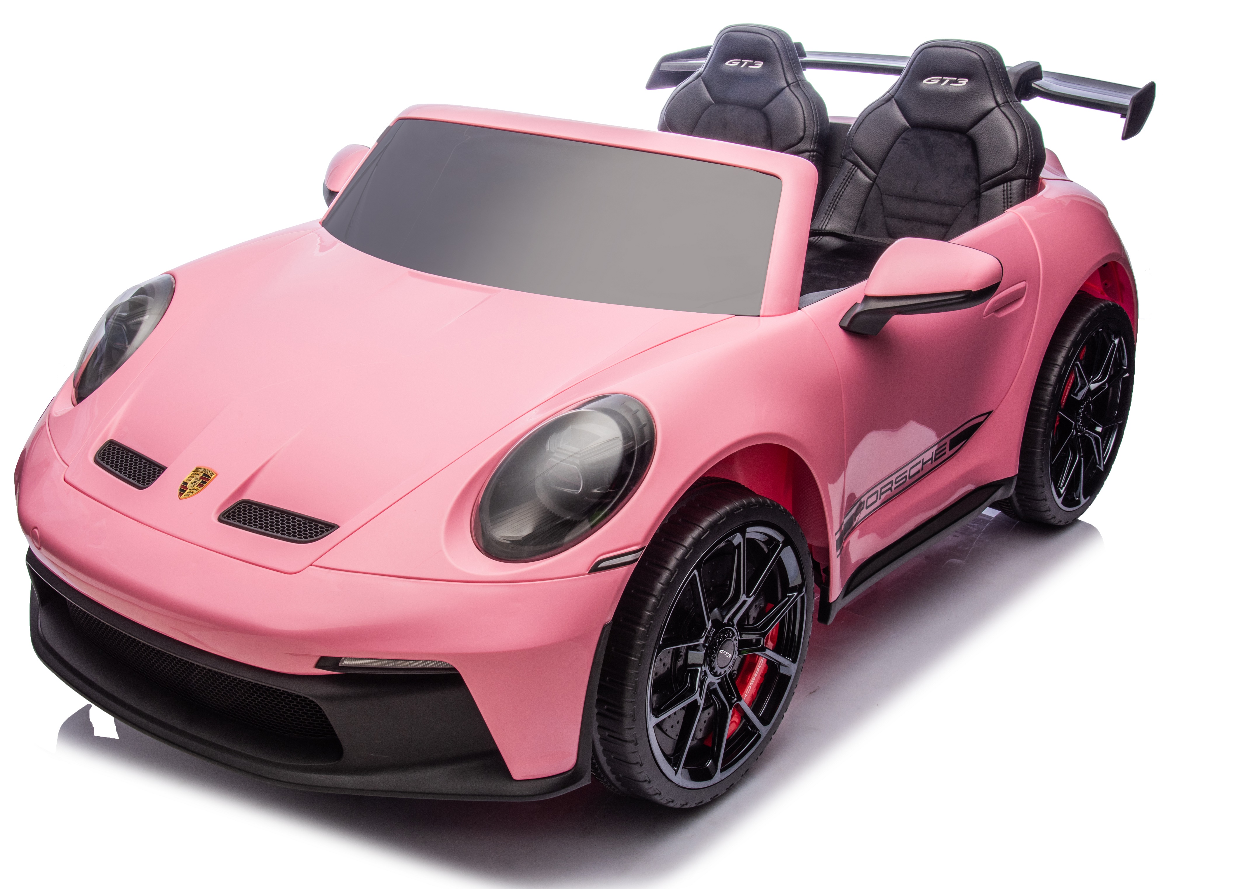 24V Porsche 911///GT3 , grote 2-zitter, Roze paint, Touchscreen Mp4 tv, 4WD, leder, eva (P911pk)