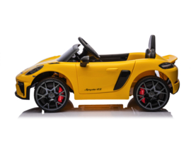 Porsche 718 Spyder RS, 12V, Geel met RC en vele opties.(KC_pgl)