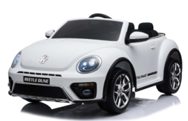 VW Dune Beetle wit, 12V , eva, leder, FM radio, Blue thooth, 2.4ghz afstandsbediening ( S303wt)