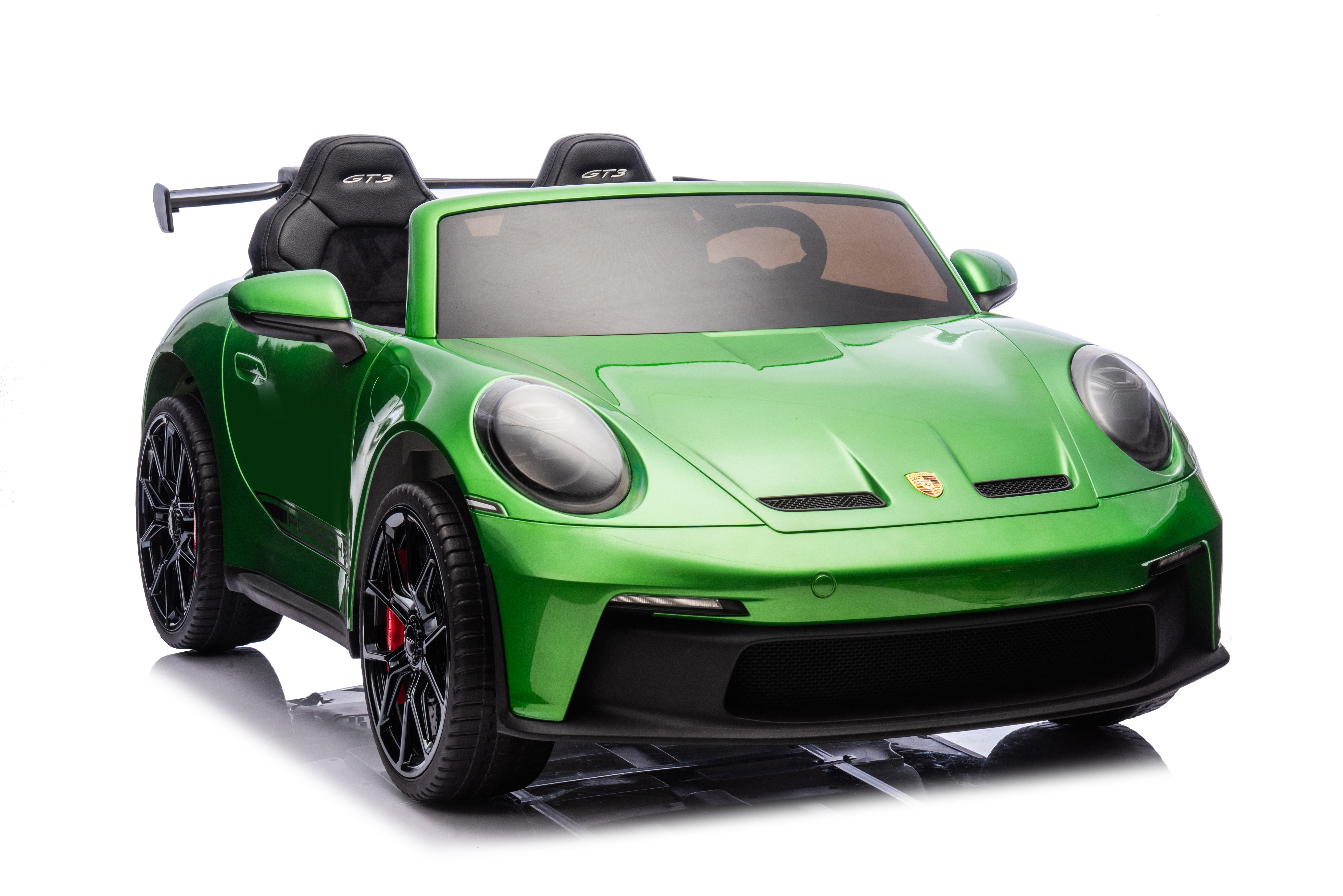 24V Porsche 911///GT3 , grote 2-zitter, Groen paint, Touchscreen Mp4 tv, 4WD, leder, eva (P911gr)