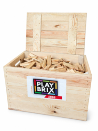 PlayBrix 1000st los gestort in zware kwaliteit houten kist