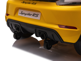 Porsche 718 Spyder RS, 12V, Geel met RC en vele opties.(KC_pgl)